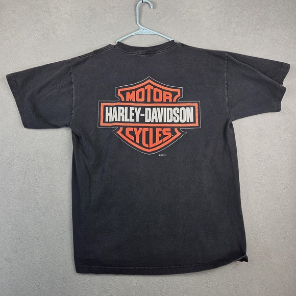 Vintage Harley Davidson Shirt Mens Large Black Motorcycle Graphic 90s Tee - Picture 6 of 8